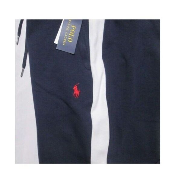 POLO RALPH LAUREN Men Sz L Navy-White Interlock Tapered Track Pant - Picture 9 of 11